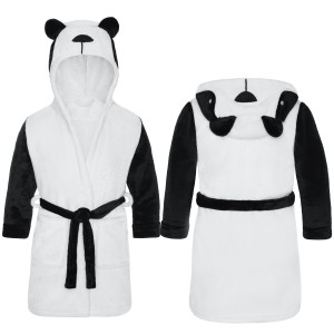 Biały szlafrok dziecięcy z kapturkiem Panda