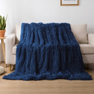 Koc narzuta włochacz 160x200 Cotton World granatowy