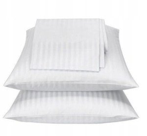 Poszewka hotelowa adamaszek 100% Bawełna 95° 70x80 biała pasek 2cm 