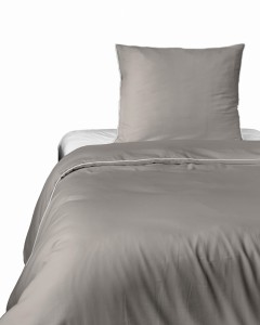 Komplet pościeli z makosatyny z ozdobną lamówką bizą 140x200 beżowy