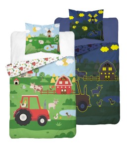 Pościel świecąca w ciemności Farma Traktor 160x200 Detexpol