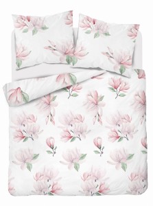 Komplet pościeli  220x200 różowe kwiaty magnolii 3-częściowy 
