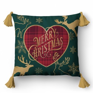 Świąteczna poszewka na poduszkę z frędzlami PANAMA 45x45 Merry Christmas 