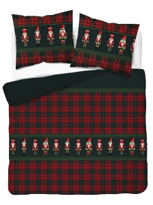 Świąteczny komplet pościeli bawełnianej 160x200 czerwona dziadek do orzechów 